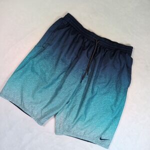 Nike Swim Trunks Men XXL Blue Teal Ombre Just Do It Print JDI Fade Volley Shorts